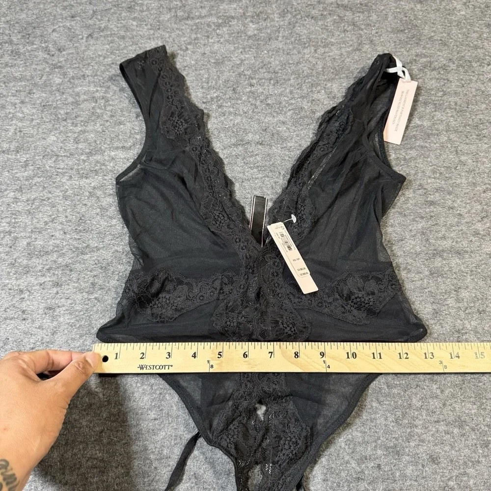 Victoria's Secret NEW Deep V All Lace Bodysuit Size XS Grunge Rave Festival Sexy